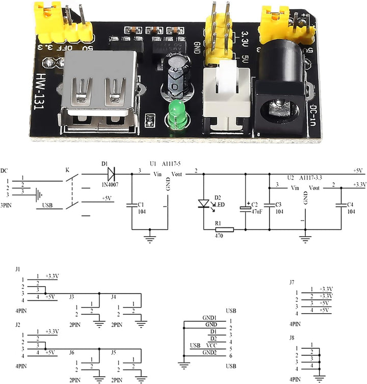 Fuente Para Protoboard Mb102 3.3v / 5v - Tecneu