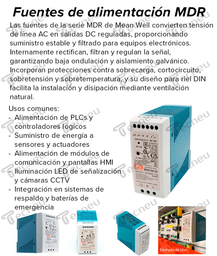 Fuente Voltaje Industrial Mean Well Mdr - 20 - 12 Riel 12v 1.67a - Tecneu