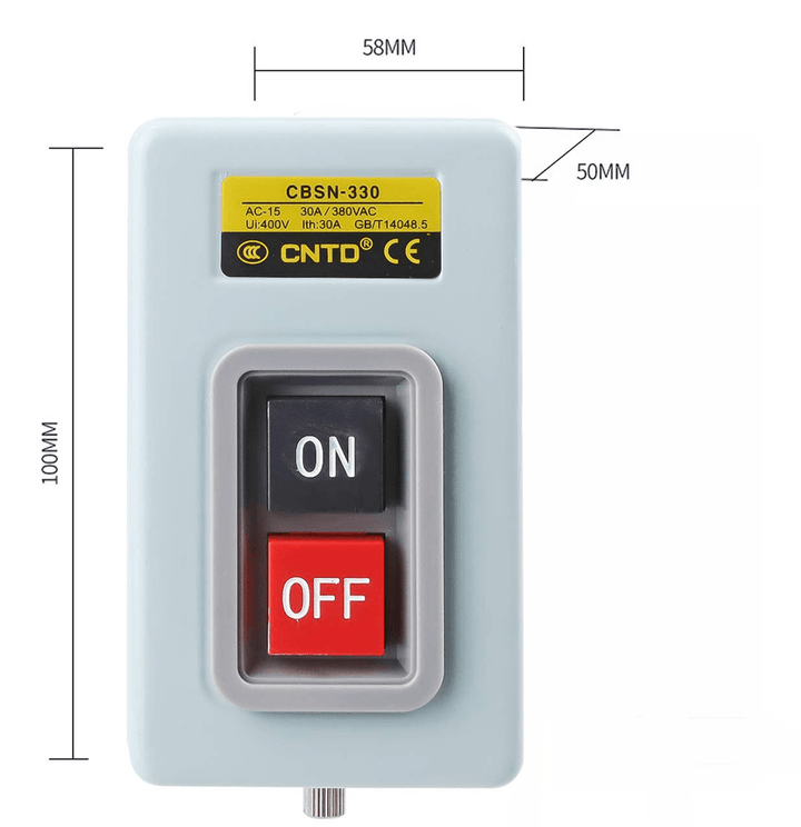 Interruptor Boton Encendido Y Apagado On Off 110/380v 30a 3p - Tecneu