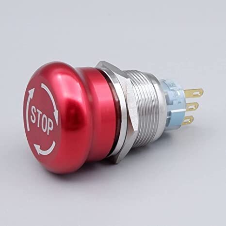 Interruptor Botón Parada De Emergencia De Aluminio 19mm - Tecneu