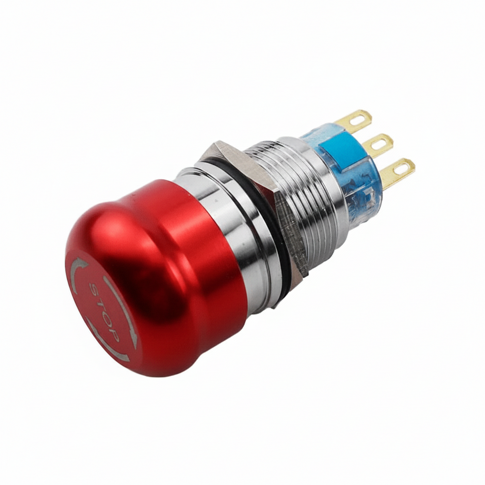 Interruptor Botón Parada De Emergencia De Aluminio 19mm
