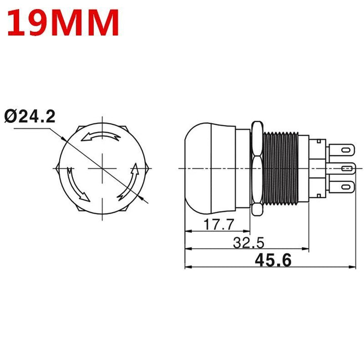 Interruptor Botón Parada De Emergencia De Aluminio 19mm - Tecneu