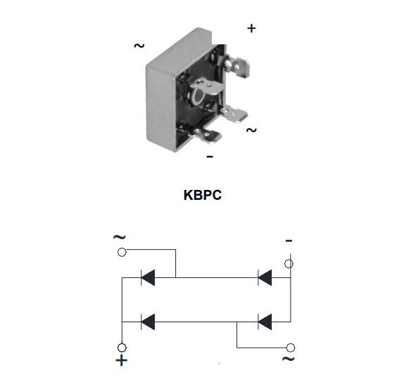 KBPC5010 Puente de Diodos Rectificador 1kV 50A - Tecneu
