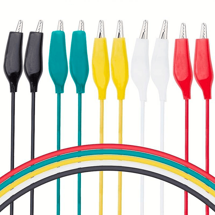 Kit 10 Cables De Prueba Pinzas Caiman Doble Punta Electricos - Tecneu