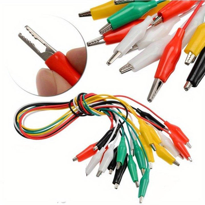 Kit 10 Cables De Prueba Pinzas Caiman Doble Punta Electricos - Tecneu