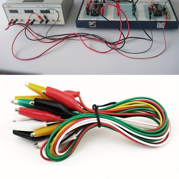 Kit 10 Cables De Prueba Pinzas Caiman Doble Punta Electricos - Tecneu