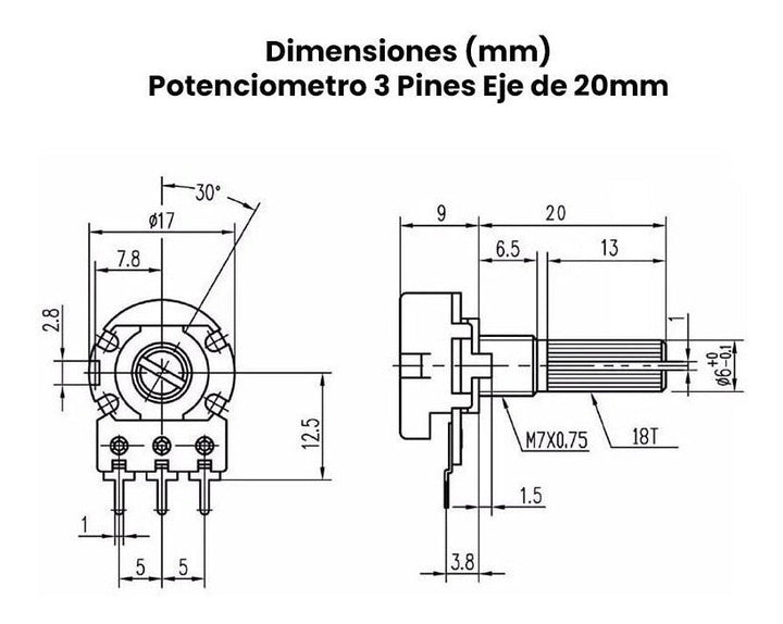 Kit 10 Potenciómetros Varios Valores + Caja Organizadora - Tecneu