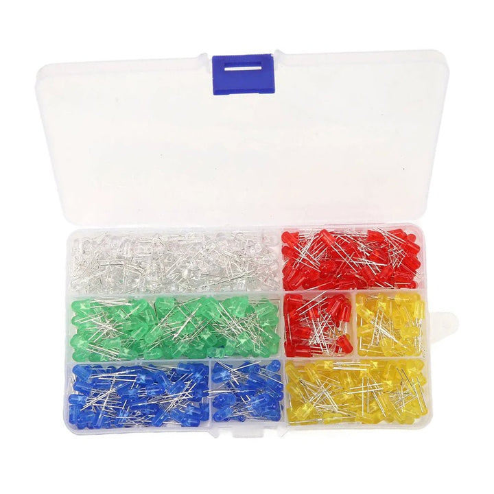 Kit 1000 Led Difusos Blanco, Amarillo, Azul, Verde, Rojo, Con Caja Organizadora - Tecneu