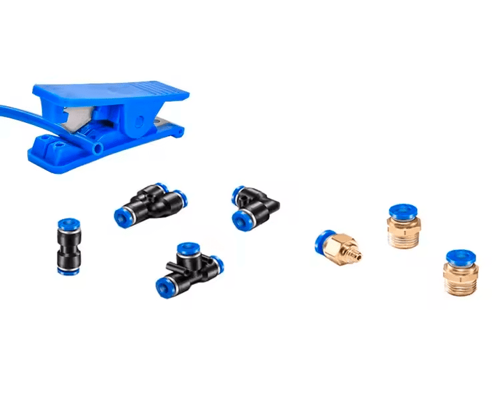 Kit 100mts Manguera Neumatica Tubing Poliflow 8mm 8x5 Aire Con Conectores Y Cortador - Tecneu