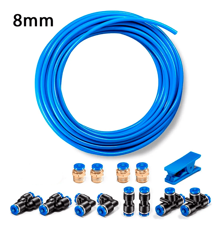 Kit 100mts Manguera Neumatica Tubing Poliflow 8mm 8x5 Aire Con Conectores Y Cortador - Tecneu
