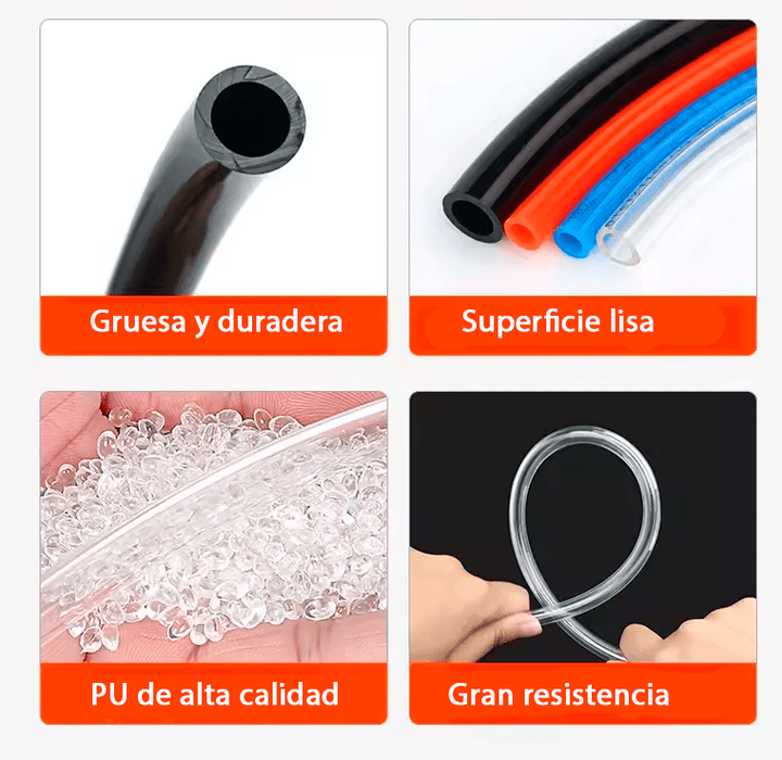 Kit 100mts Manguera Neumatica Tubing Poliflow 8mm 8x5 Aire Con Conectores Y Cortador - Tecneu