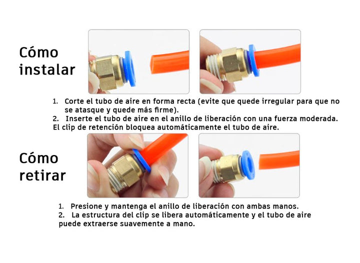 Kit 100mts Manguera Neumatica Tubing Poliflow 8mm 8x5 Aire Con Conectores Y Cortador - Tecneu
