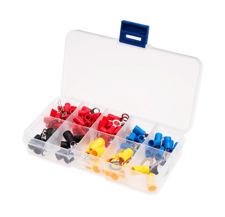 Kit 102 Piezas Terminales de Anillo ojillo crimpado para cable 22–10AWG - Tecneu