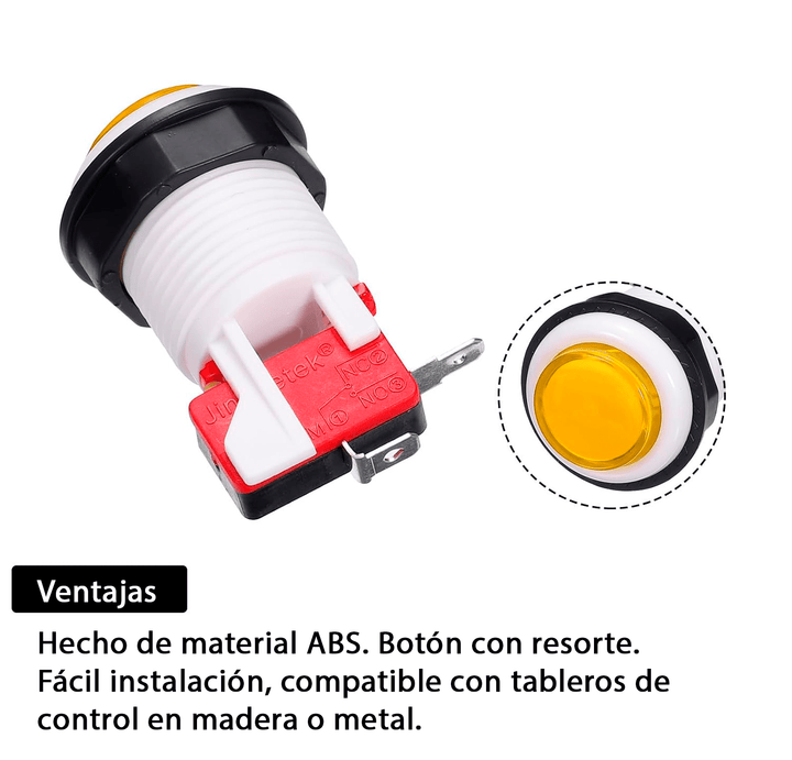 Kit 12 Piezas Botón Arcade Maquinita Bicolor 32mm Microswitch - Tecneu