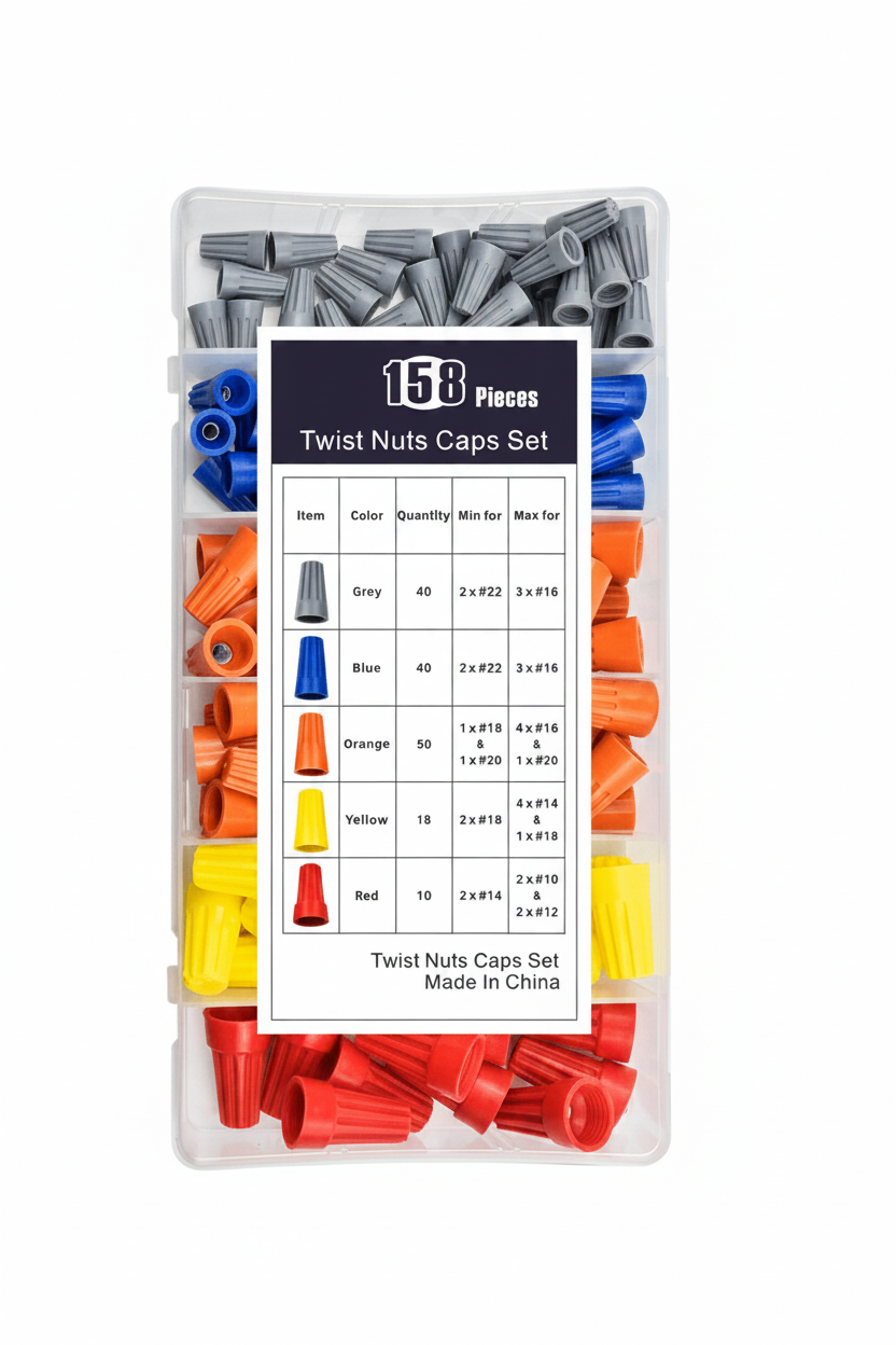 Kit 158 Conectores De Torsión Para Conexiones Y Empalmes con Caja Organizadora
