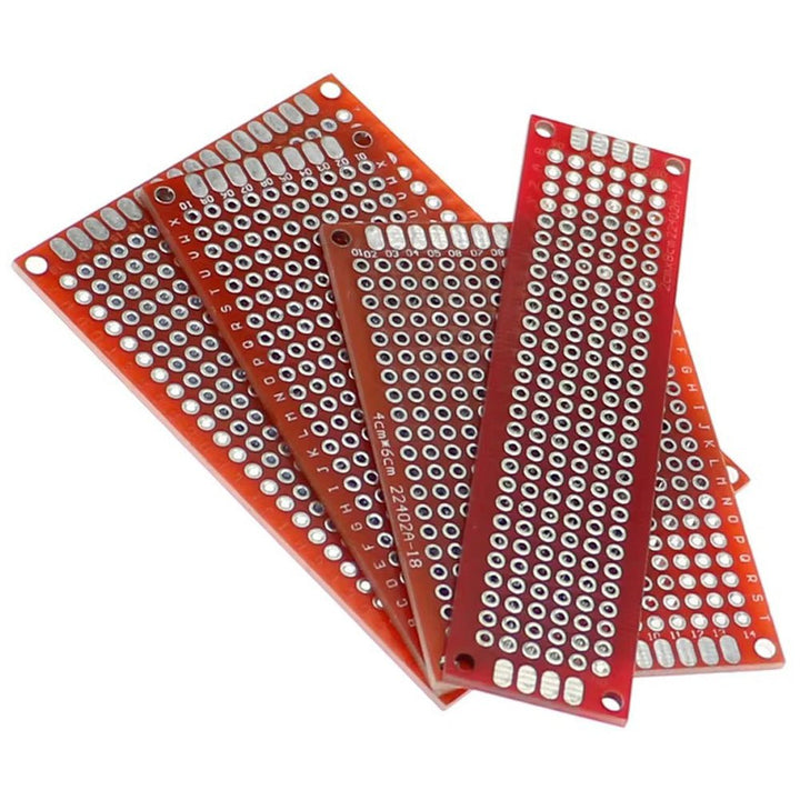 Kit 20 Placas Fenólicas Perforada 4 Tamaños Doble Cara PCB Rojo - Tecneu