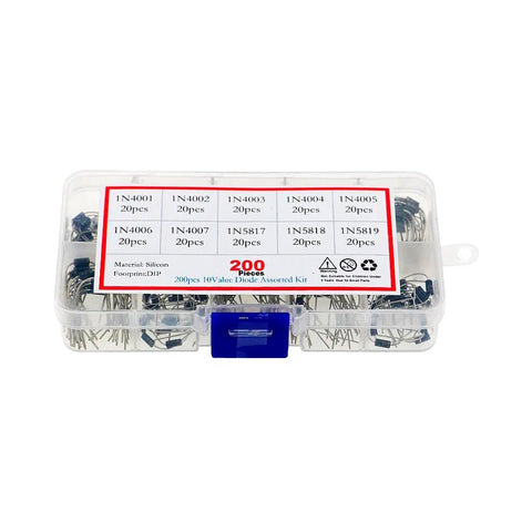 Kit 200 Diodos De Protección 10 Valores Diferentes 1n Dip