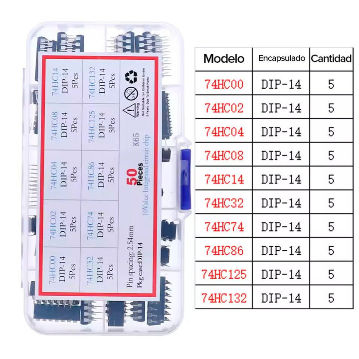Kit 50 Compuertas Lógicas 10 Tipos 74HC00 A 74HC132 - Tecneu