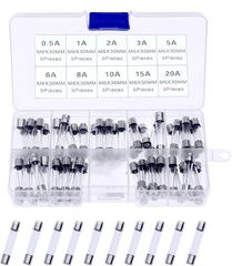 Kit 50 Fusibles Tipo Americanos 6x30 0.5A 1A 2A 3A 6A 8A 10A 15A 20A Con Caja