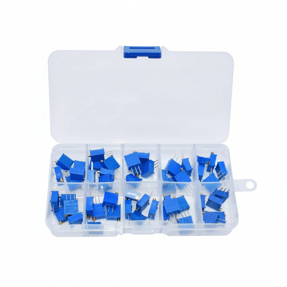 Kit 50 Potenciometros Trimpot 3296w 10 Valores Resistencia Variable De Presición