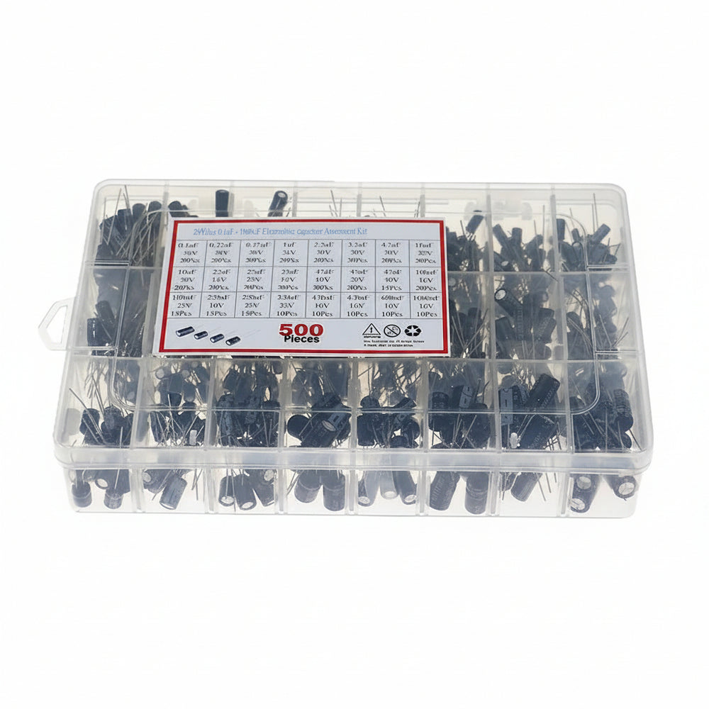 Kit 500 Capacitores Electrolíticos 24 Valores 0.1uf A 1000uf