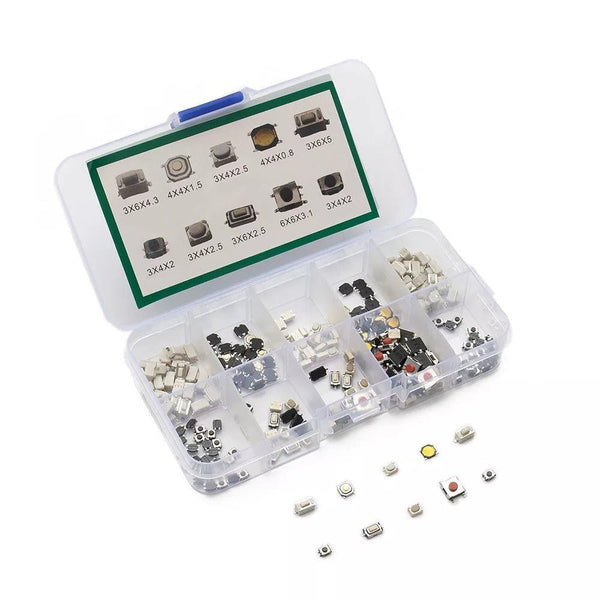 KIT 500 Piezas Push Button Boton 10 Modelos Smd Microswitch Caja - Tecneu