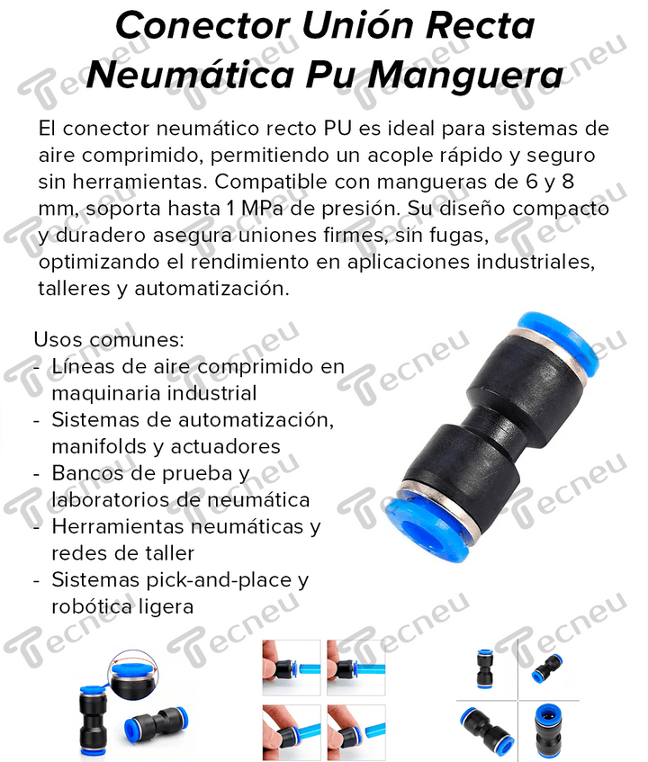 Kit 66pzs Conectores Neumáticos Para Manguera 6mm + 15pzs Pu5 - Tecneu