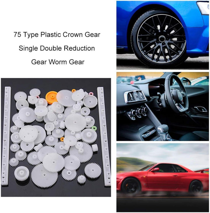 Kit 75 Piezas De Engranes, Poleas, Piñon, Cremallera De Plastico - Tecneu