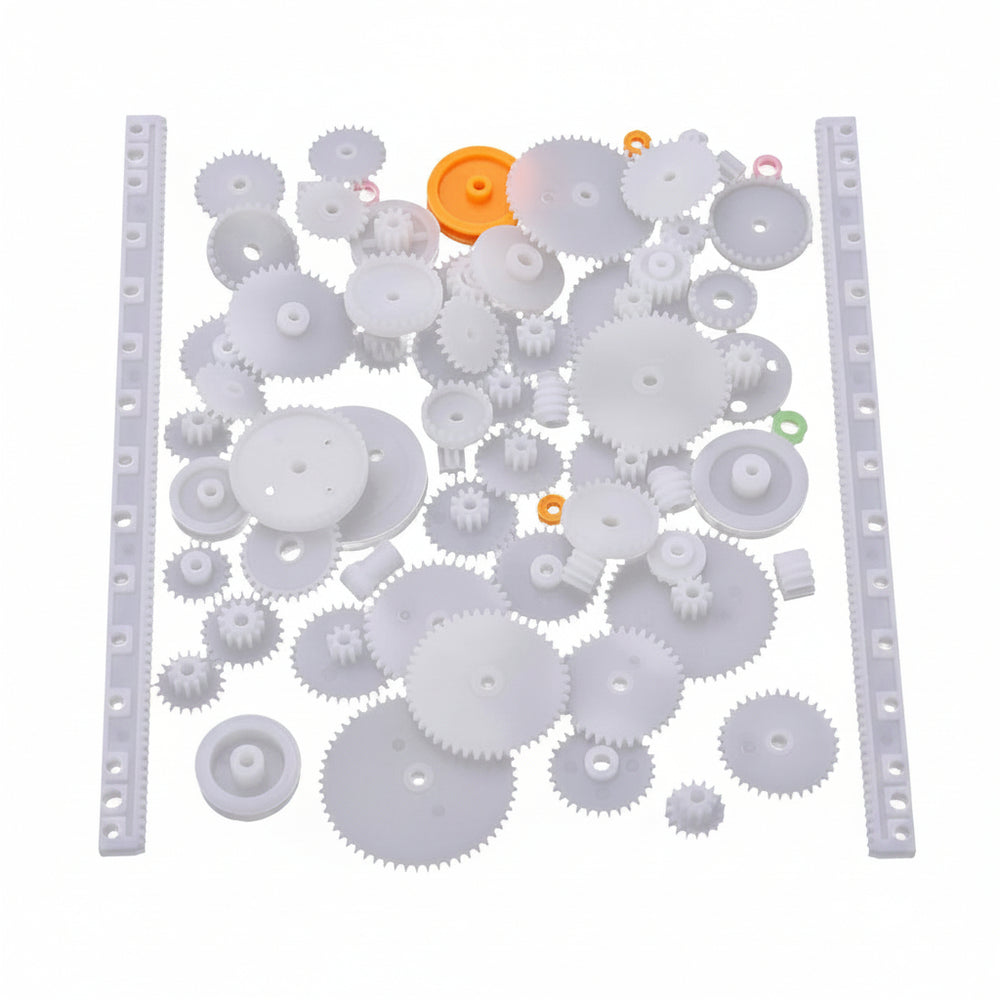 Kit 75 Piezas De Engranes, Poleas, Piñon, Cremallera De Plastico