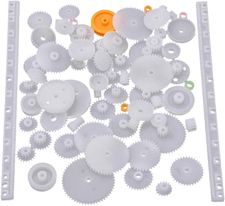 Kit 75 Piezas De Engranes, Poleas, Piñon, Cremallera De Plastico - Tecneu