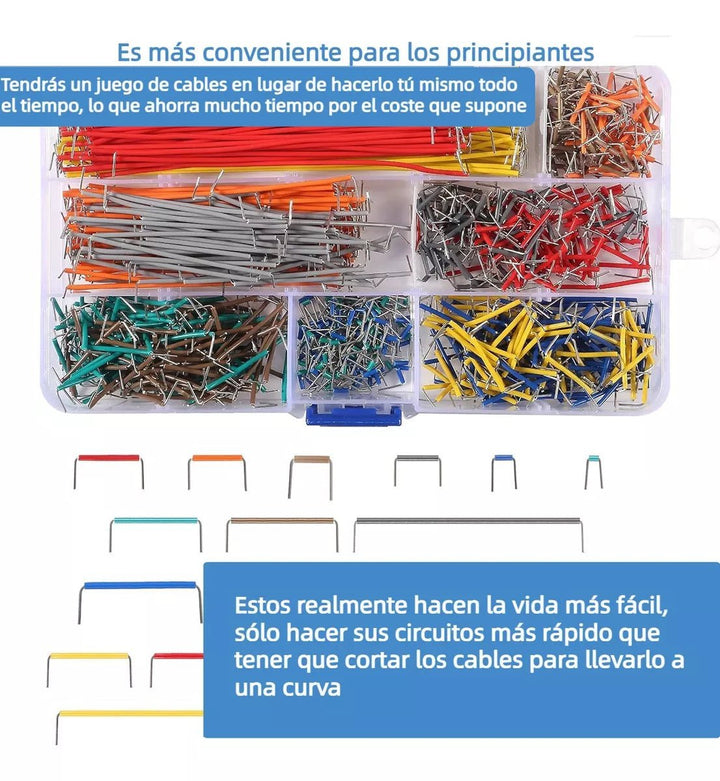 Kit 840 Cables Jumper Puente Pruebas Protoboard 14 Tamaños - Tecneu