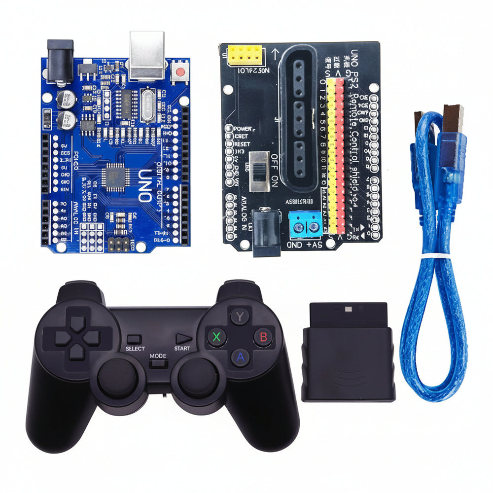 Kit Arduino UNO SMD + Shield Control Remoto PS2 + Mando Emisor y Receptor
