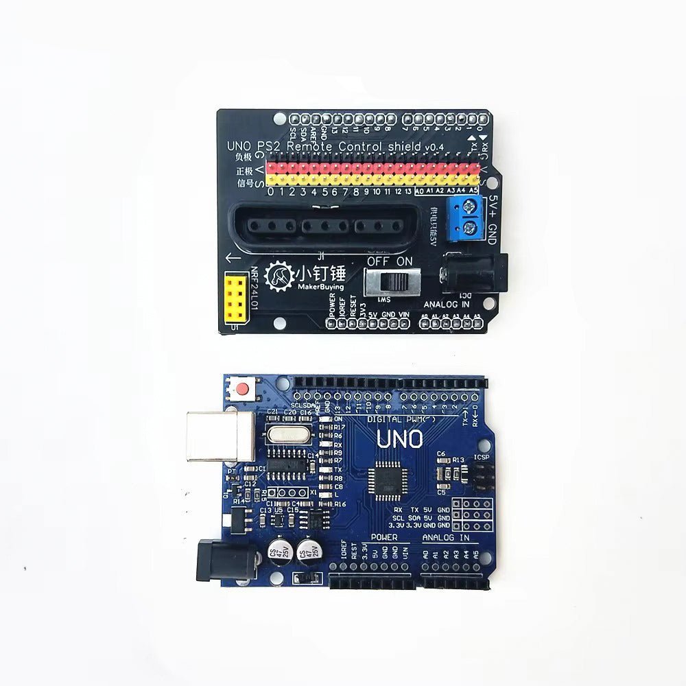 Ps32 Arduino Kit Arduino UNO SMD + Shield Control Remoto PS2 + Mando Emisor y ...