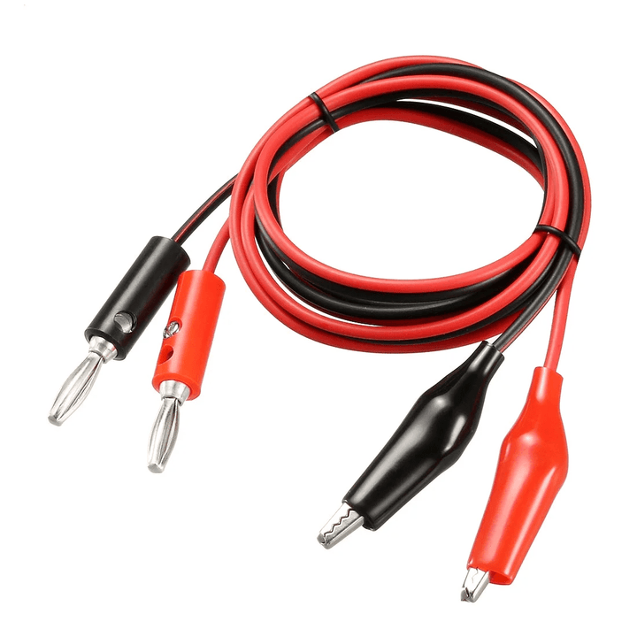 Kit Cables 1m Banana 4mm Rojo y Negro Con Pinzas Caiman - Tecneu