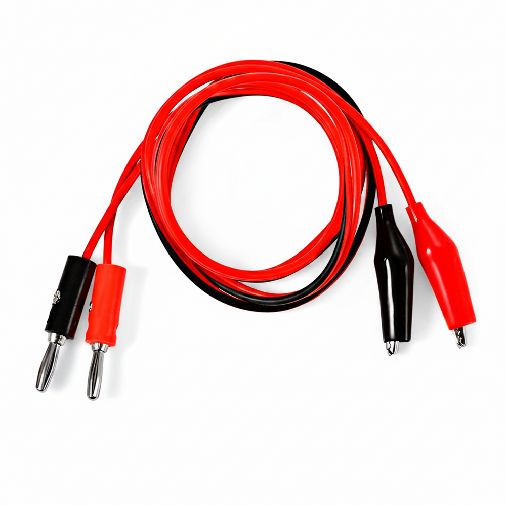 Kit Cables 1m Banana 4mm Rojo y Negro Con Pinzas Caiman