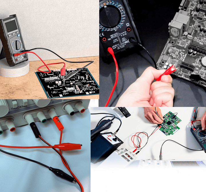 Kit Cables 1m Banana 4mm Rojo y Negro Con Pinzas Caiman - Tecneu