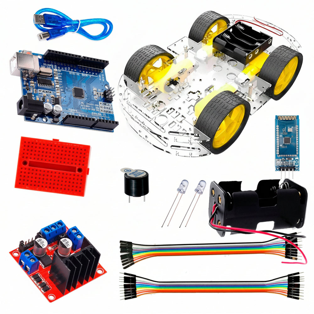 Kit Carro Robot 4 Llantas Bluetooth Instructivo App Y Más !