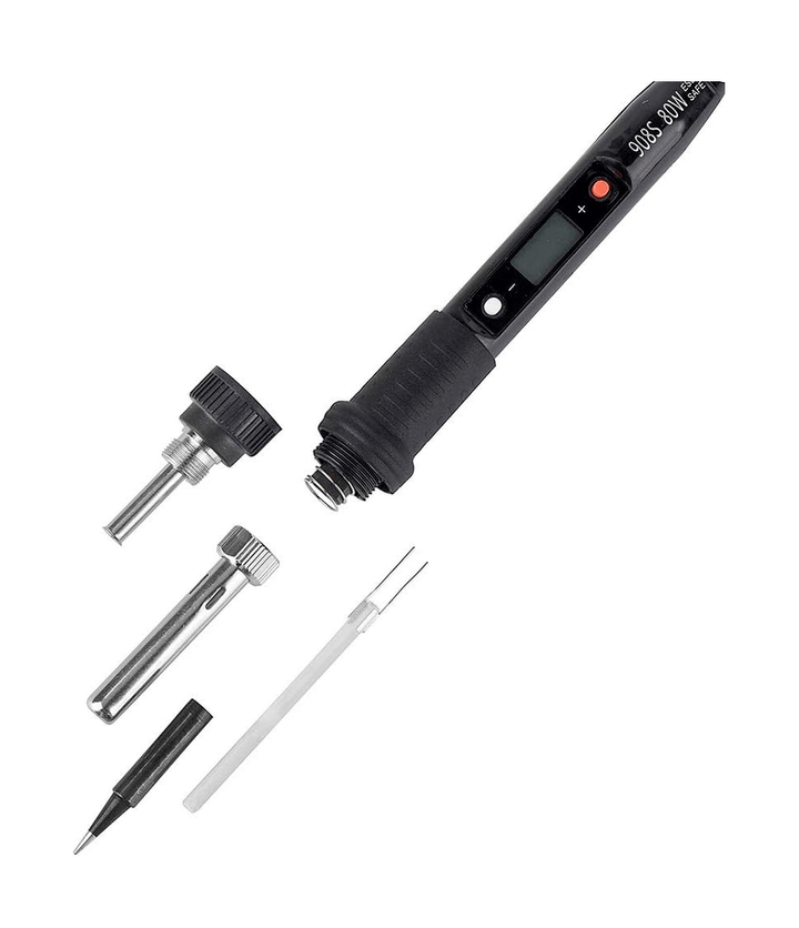 Kit Cautín JCD908S 80W LCD Digital Regulable 6 puntas y herramientas - Tecneu