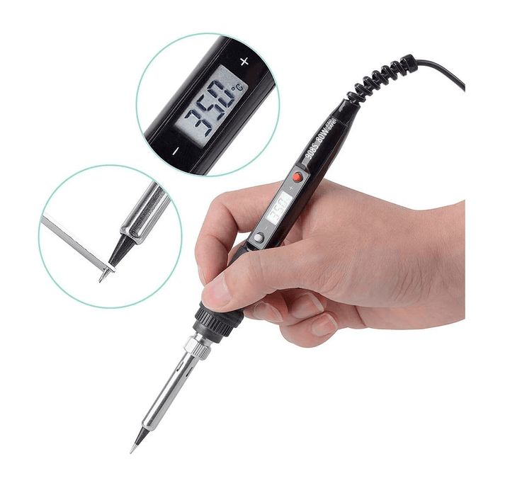 Kit Cautín JCD908S 80W LCD Digital Regulable 6 puntas y herramientas - Tecneu