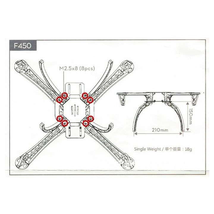 Kit Chasis F450 Para Cuadricoptero, Dron - Tecneu