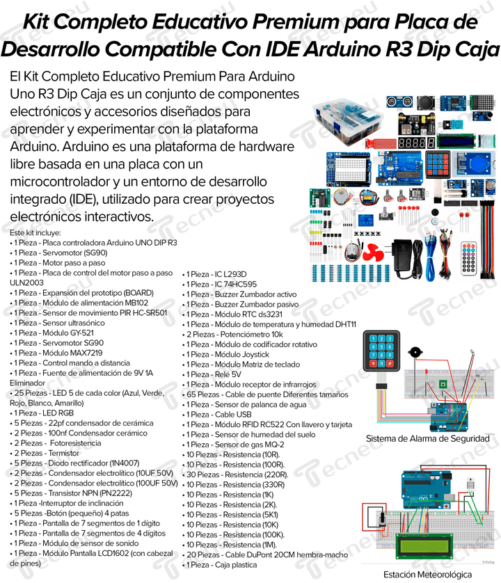 Kit Completo Educativo Premium Para Tarjetas Uno R3 Dip Caja (298) - Tecneu