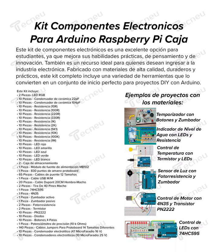 Kit Componentes Electronicos Resistencias Proto Jumpers Led (460) - Tecneu