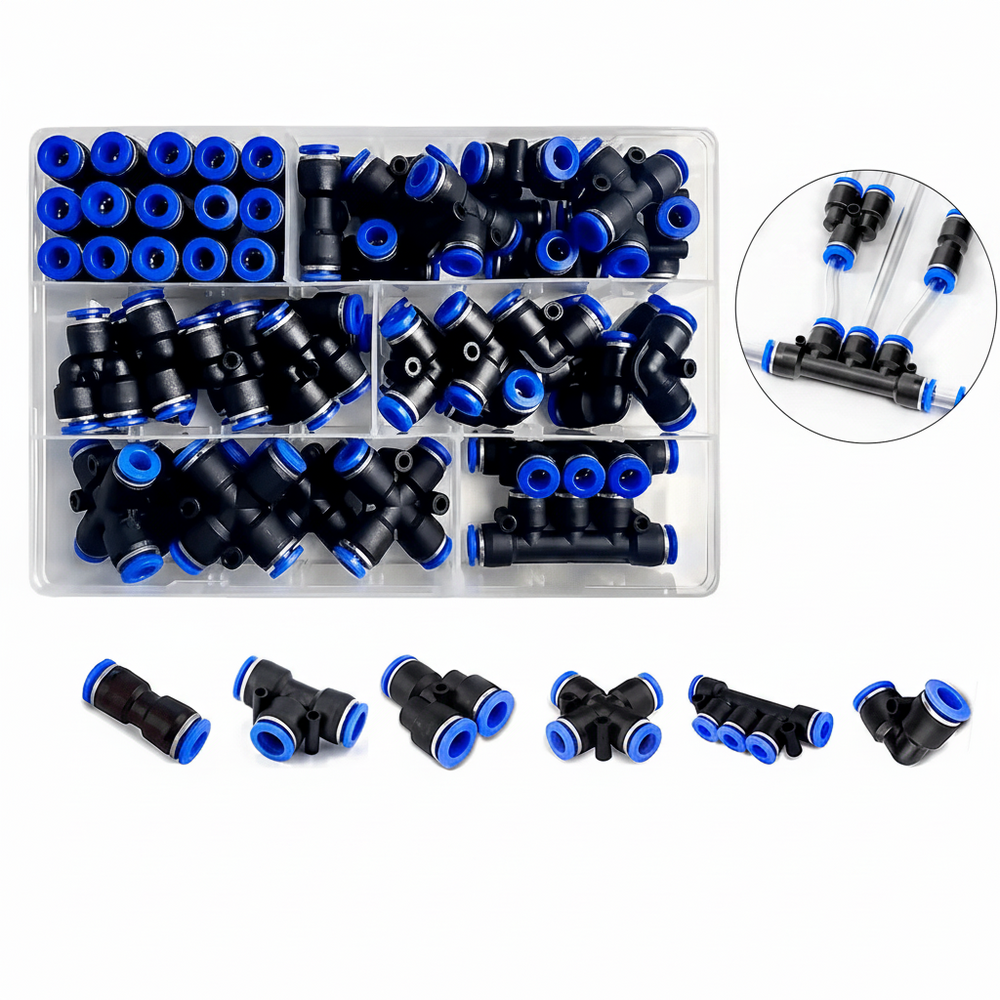 Kit conectores neumáticos rápidos 51 piezas para manguera de 6mm