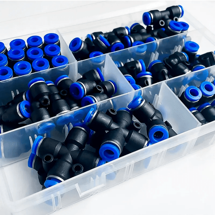 Kit conectores neumáticos rápidos 51 piezas para manguera de 6mm - Tecneu