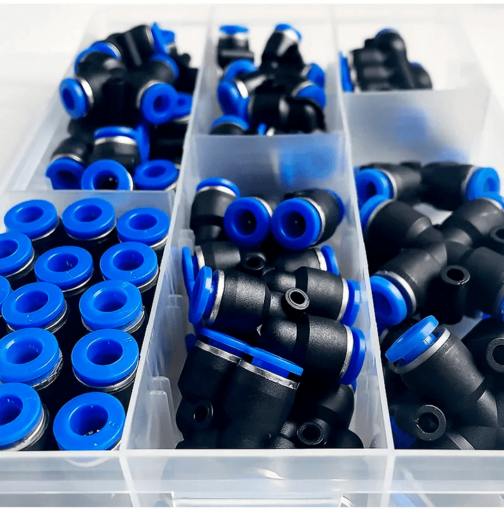 Kit conectores neumáticos rápidos 51 piezas para manguera de 6mm - Tecneu