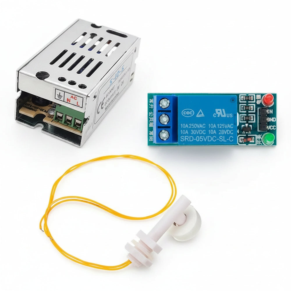 Kit Control De Llenado Automático Flotador + Fuente + Relay