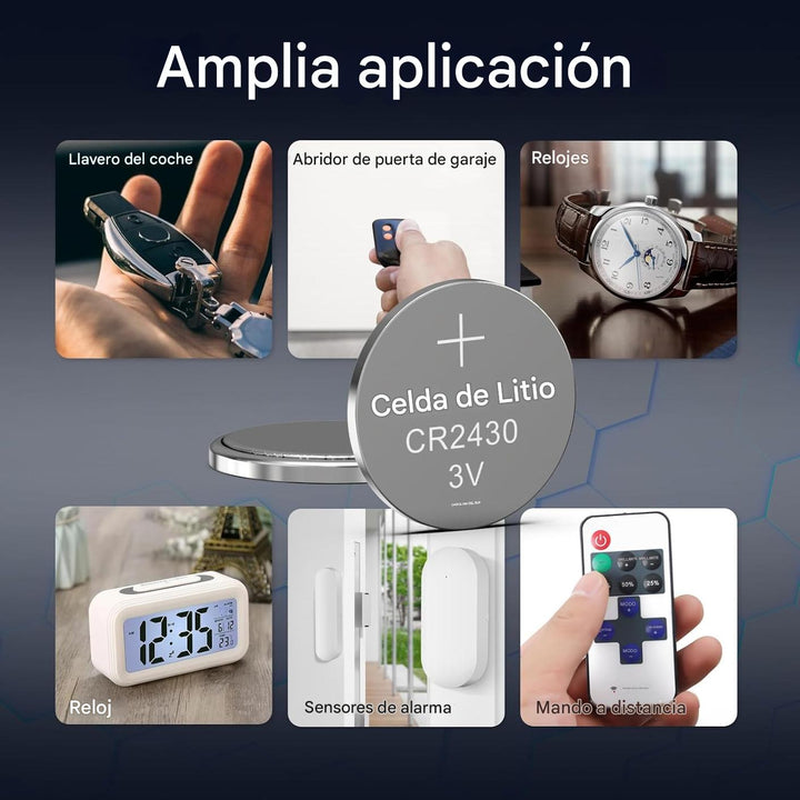 Kit De 5 Pilas de Botón Litio Pkcell CR2430 3V 24.5x3mm DL2430, ECR2430, BR2430 - Tecneu
