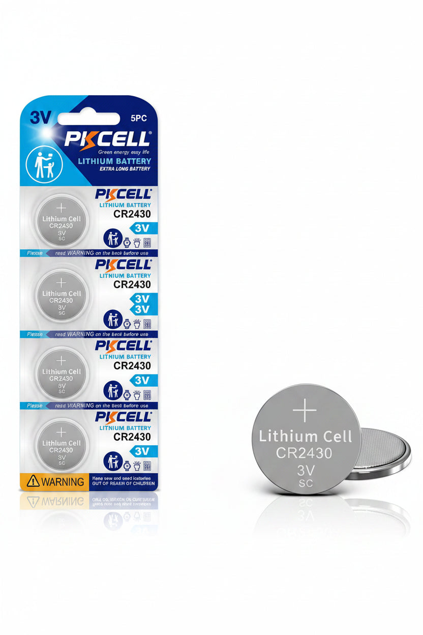 Kit De 5 Pilas de Botón Litio Pkcell CR2430 3V 24.5x3mm DL2430, ECR2430, BR2430
