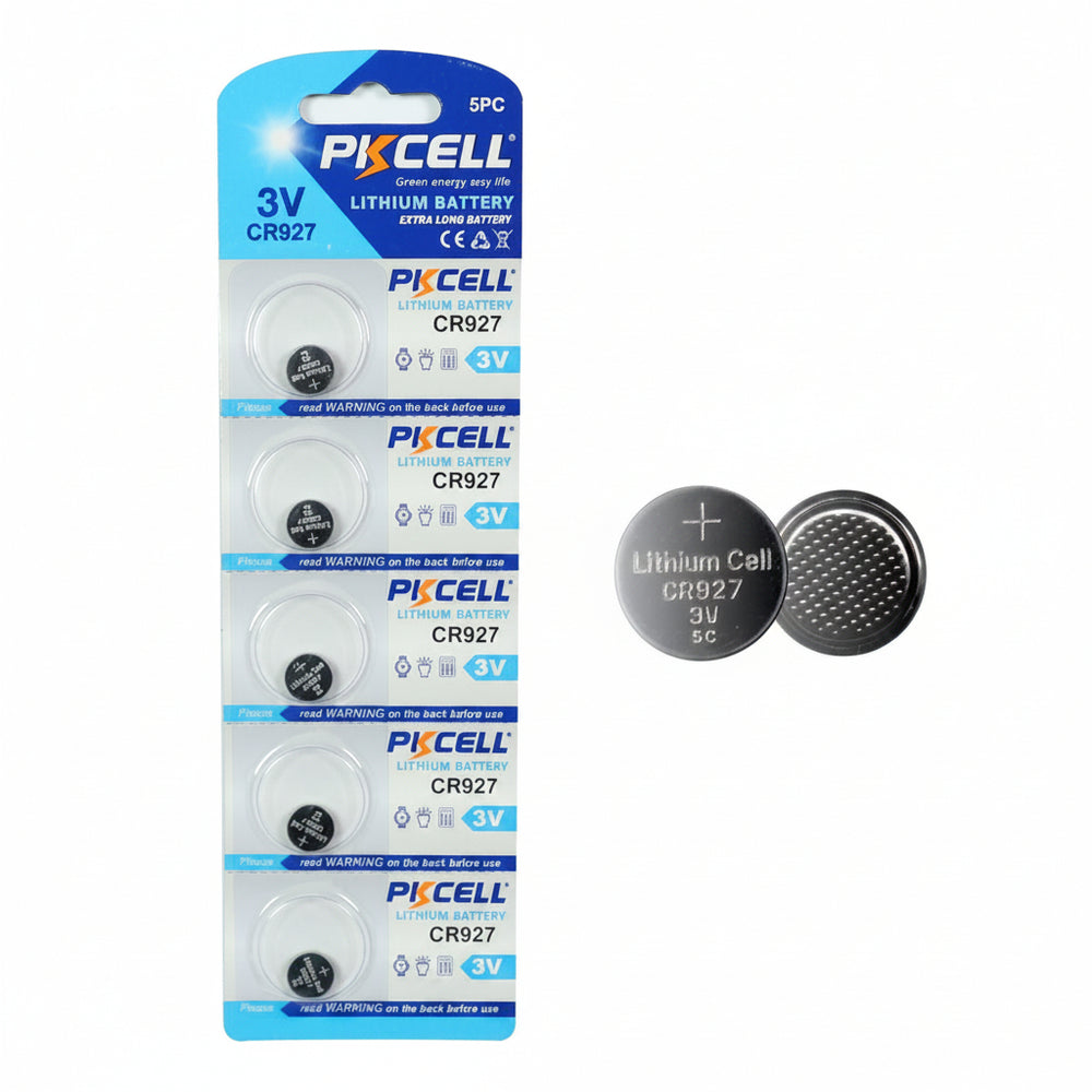 Kit De 5 Pilas de Botón Litio Pkcell CR927 3V 9.5x2.7 mm DL927, ECR927, BR927