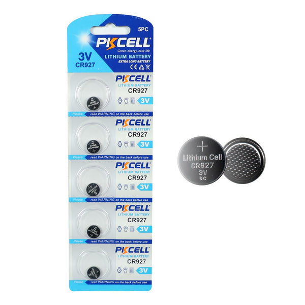 Kit De 5 Pilas de Botón Litio Pkcell CR927 3V 9.5x2.7 mm DL927, ECR927, BR927 - Tecneu